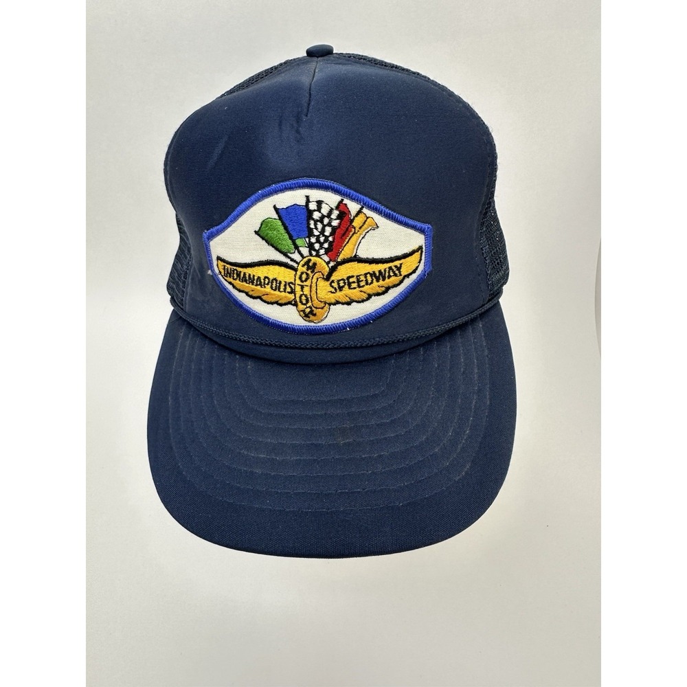VTG Indianapolis Motor Speedway Trucker Hat Cap Blue Snapback Nissin Taiwan